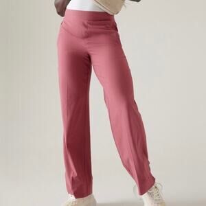 Athleta Berry Pink Brooklyn Heights High Rise Wide Leg Trousers Women's 10